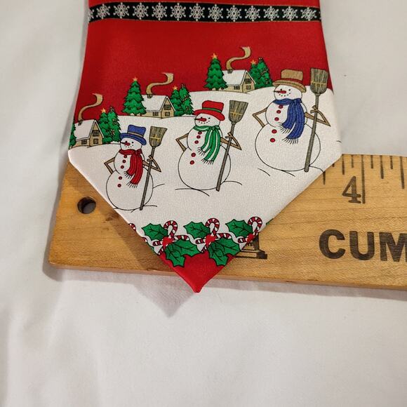 Christmas Ties 1-NWT Classic Black/White/Red- 1-SILK Snowmen Holly CandyCanes - Picture 6 of 7